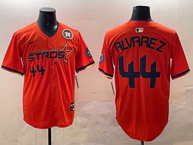 Men Houston Astros #44 Alvarez Orange Three generations Joint Name 2025 Nike MLB Jersey style 7